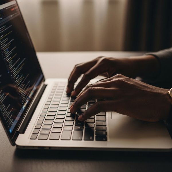 A black person's hands working on a laptop #2
