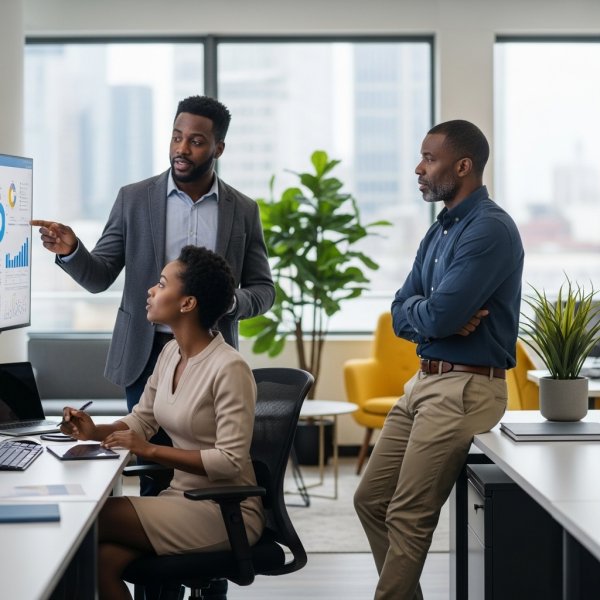 A group of 3 black people in an office #1