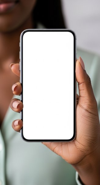A black lady's hand holding a phone mockup #3