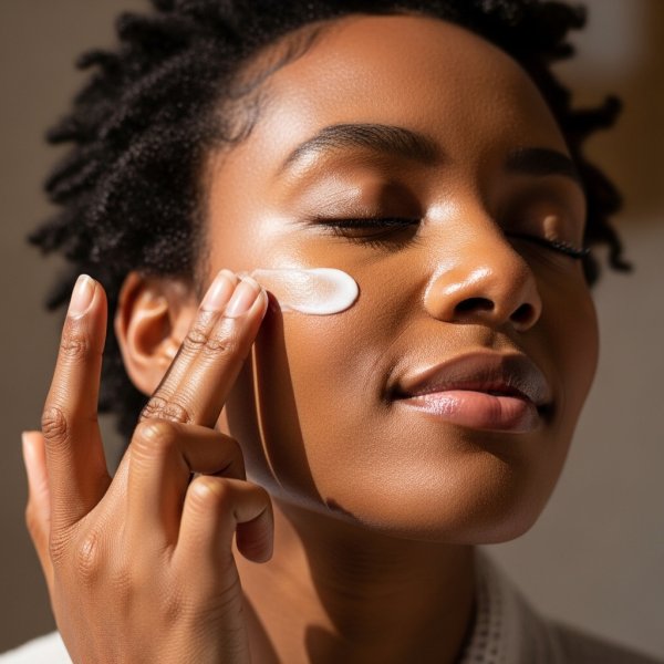 A black woman using a cream on her face #2
