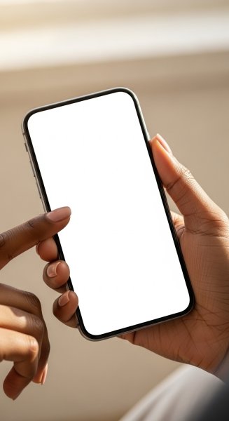 A black lady's hand holding a phone mockup #2
